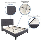 Cama de plataforma tapizada gris oscuro/gris claro/negro/beige con colchón de muelles ensacados de 25 cm - Twin, Full, Queen, King