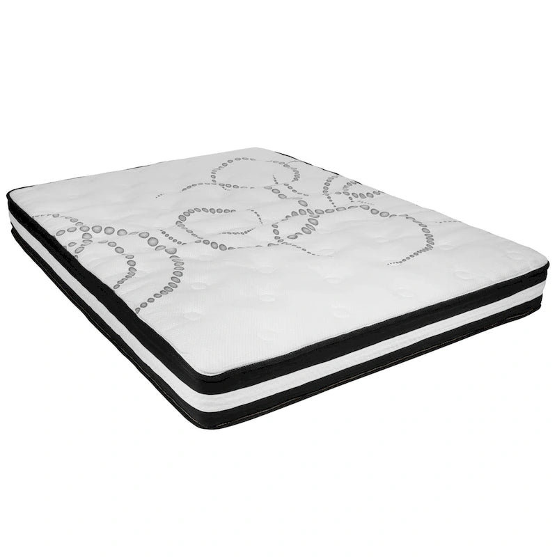 Cama de plataforma tapizada gris oscuro/gris claro/negro/beige con colchón de muelles ensacados de 25 cm - Twin, Full, Queen, King