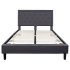 Cama de plataforma tapizada gris oscuro/gris claro/negro/beige con colchón de muelles ensacados de 25 cm - Twin, Full, Queen, King