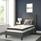 Cama de plataforma tapizada gris oscuro/gris claro/negro/beige con colchón de muelles ensacados de 25 cm - Twin, Full, Queen, King