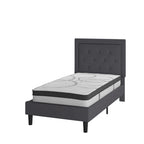 Cama de plataforma tapizada gris oscuro/gris claro/negro/beige con colchón de muelles ensacados de 25 cm - Twin, Full, Queen, King