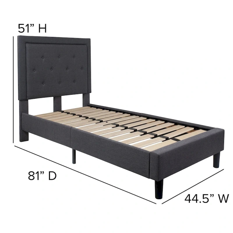 Cama de plataforma tapizada gris oscuro/gris claro/negro/beige con colchón de muelles ensacados de 25 cm - Twin, Full, Queen, King