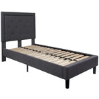 Cama de plataforma tapizada gris oscuro/gris claro/negro/beige con colchón de muelles ensacados de 25 cm - Twin, Full, Queen, King