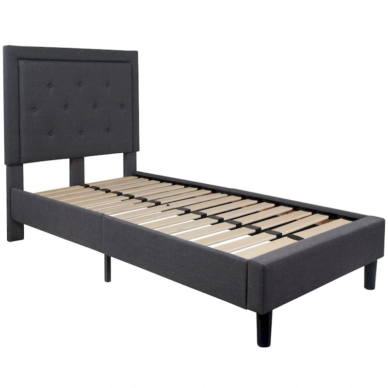 Cama de plataforma tapizada gris oscuro/gris claro/negro/beige con colchón de muelles ensacados de 25 cm - Twin, Full, Queen, King