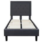 Cama de plataforma tapizada gris oscuro/gris claro/negro/beige con colchón de muelles ensacados de 25 cm - Twin, Full, Queen, King
