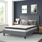 Cama de plataforma tapizada gris oscuro/gris claro/negro/beige con colchón de muelles ensacados de 25 cm - Twin, Full, Queen, King