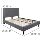 Cama de plataforma tapizada gris oscuro/gris claro/negro/beige con colchón de muelles ensacados de 25 cm - Twin, Full, Queen, King