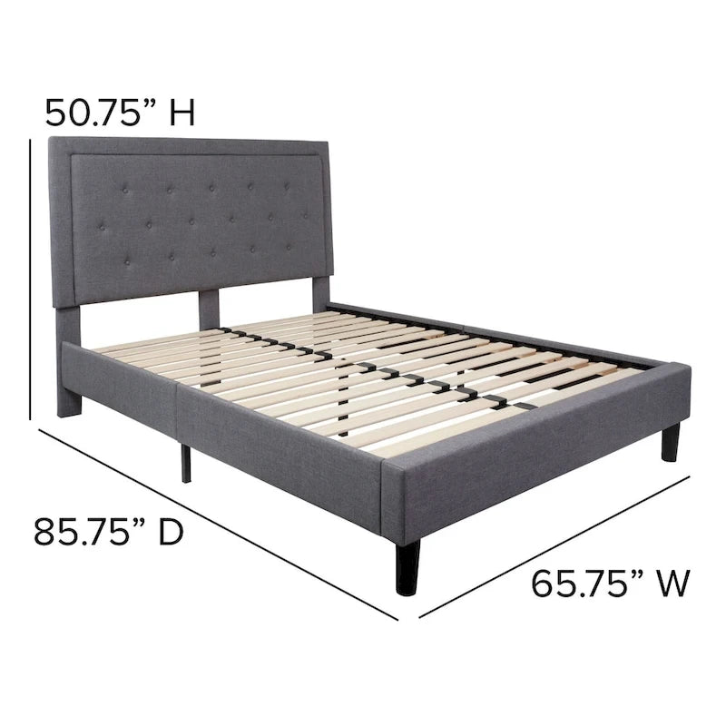 Cama de plataforma tapizada gris oscuro/gris claro/negro/beige con colchón de muelles ensacados de 25 cm - Twin, Full, Queen, King