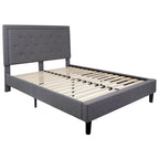 Cama de plataforma tapizada gris oscuro/gris claro/negro/beige con colchón de muelles ensacados de 25 cm - Twin, Full, Queen, King