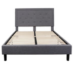 Cama de plataforma tapizada gris oscuro/gris claro/negro/beige con colchón de muelles ensacados de 25 cm - Twin, Full, Queen, King