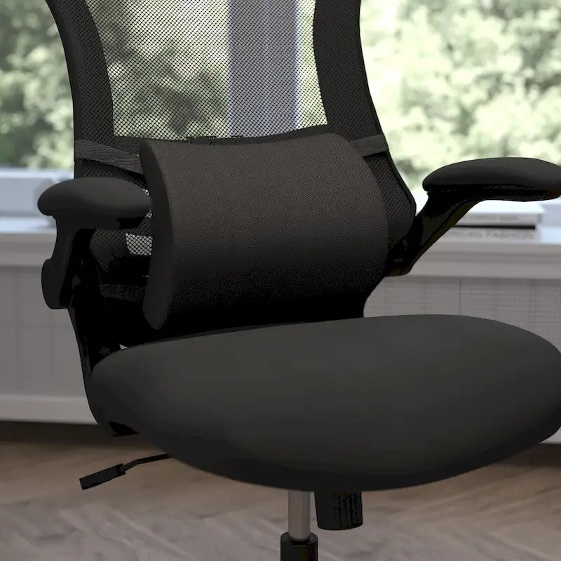 Cojín de soporte lumbar de espuma viscoelástica negra, ajustable, individual