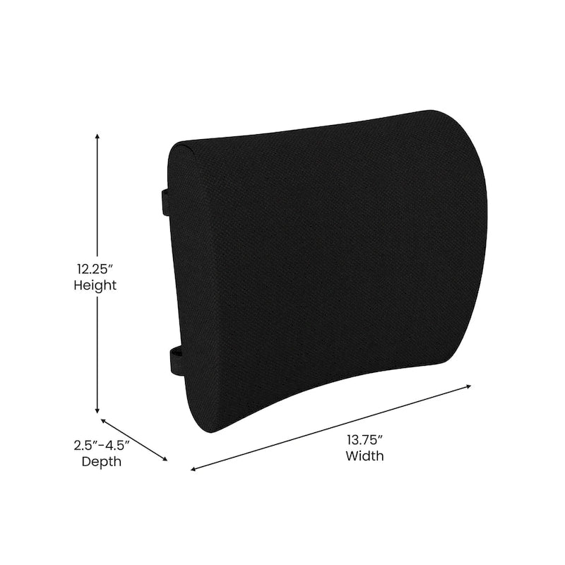 Cojín de soporte lumbar de espuma viscoelástica negra, ajustable, individual
