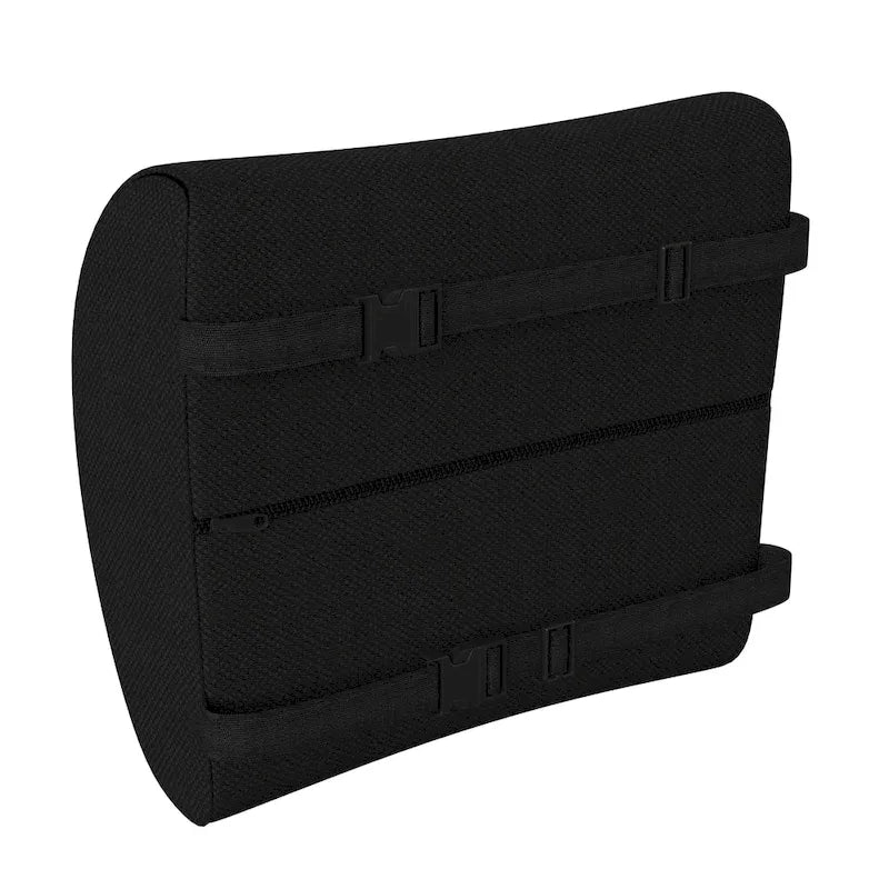 Cojín de soporte lumbar de espuma viscoelástica negra, ajustable, individual