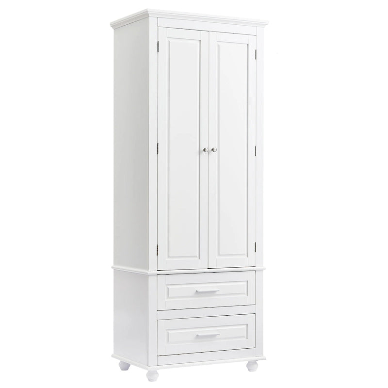 Armario alto blanco de 2 puertas y 2 cajones