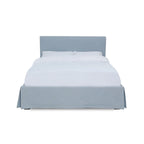 Cama tapizada color azul cielo con faldón, Para 1-2 personas, Matrimonial/Queen/King/California King