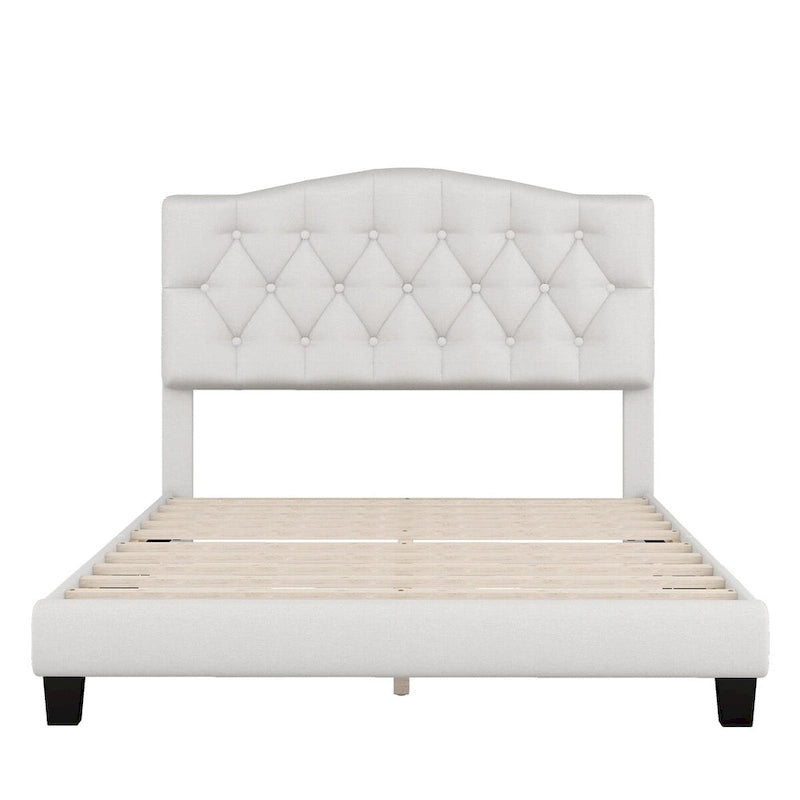 Cama plataforma tapizada capitoné gris - Matrimonial / Queen / King