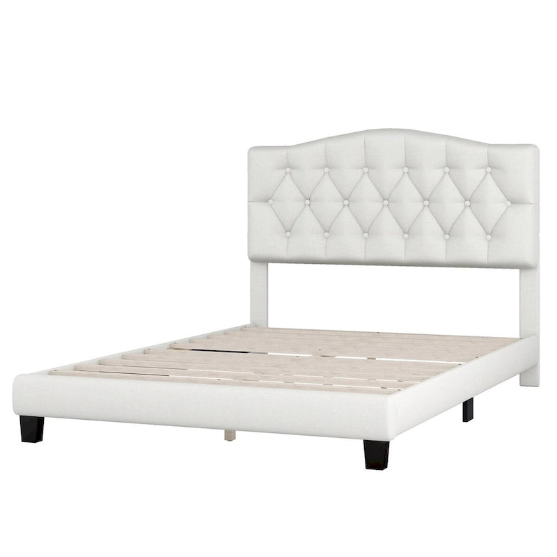 Cama plataforma tapizada capitoné gris - Matrimonial / Queen / King