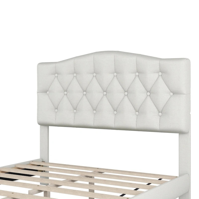 Cama plataforma tapizada capitoné gris - Matrimonial / Queen / King