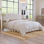 Cama plataforma tapizada capitoné gris - Matrimonial / Queen / King