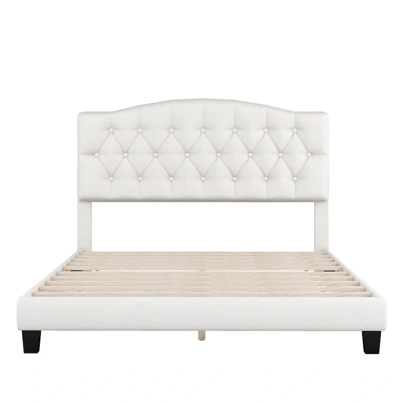 Cama plataforma tapizada capitoné gris - Matrimonial / Queen / King