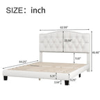 Cama plataforma tapizada capitoné gris - Matrimonial / Queen / King