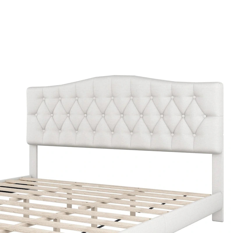 Cama plataforma tapizada capitoné gris - Matrimonial / Queen / King