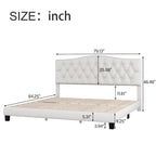 Cama plataforma tapizada capitoné gris - Matrimonial / Queen / King
