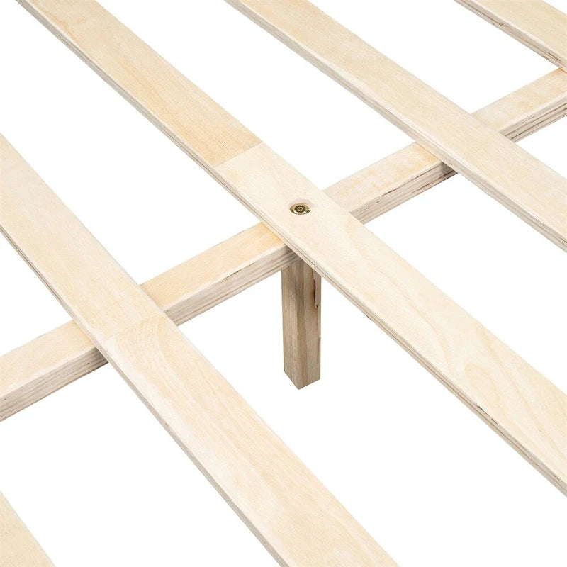 Base de cama de plataforma tapizada en PU de tamaño completo - Negro / Blanco roto