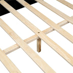 Base de cama de plataforma tapizada en PU de tamaño completo - Negro / Blanco roto