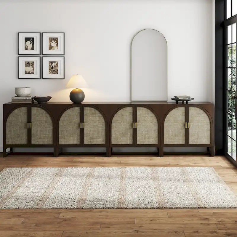 Mueble de ratán bohemio de nogal oscuro / roble negro / roble natural – Individual y juegos de 2/3/4