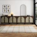 Mueble de ratán bohemio de nogal oscuro / roble negro / roble natural – Individual y juegos de 2/3/4