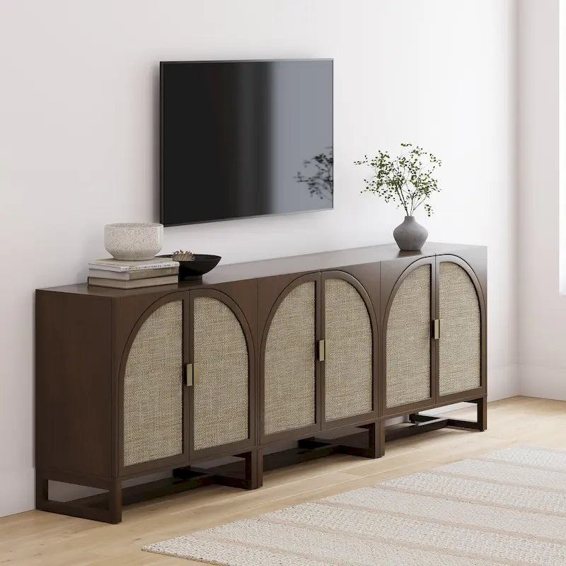 Mueble de ratán bohemio de nogal oscuro / roble negro / roble natural – Individual y juegos de 2/3/4