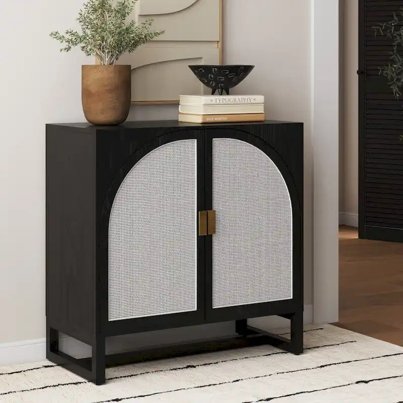 Mueble de ratán bohemio de nogal oscuro / roble negro / roble natural – Individual y juegos de 2/3/4