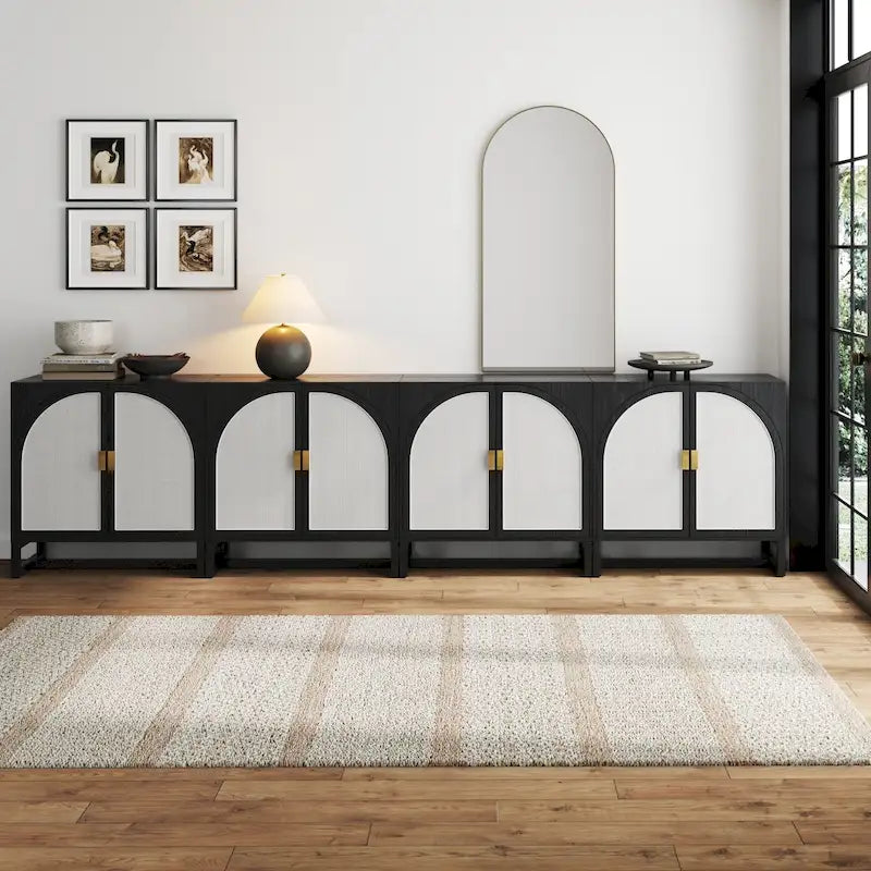 Mueble de ratán bohemio de nogal oscuro / roble negro / roble natural – Individual y juegos de 2/3/4
