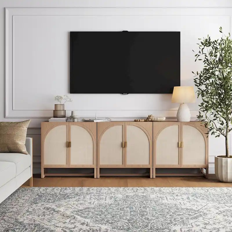 Mueble de ratán bohemio de nogal oscuro / roble negro / roble natural – Individual y juegos de 2/3/4