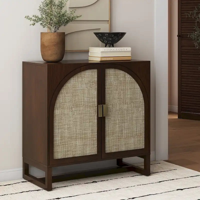 Mueble de ratán bohemio de nogal oscuro / roble negro / roble natural – Individual y juegos de 2/3/4
