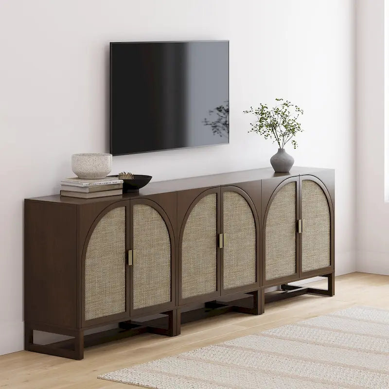 Mueble de ratán bohemio de nogal oscuro / roble negro / roble natural – Individual y juegos de 2/3/4