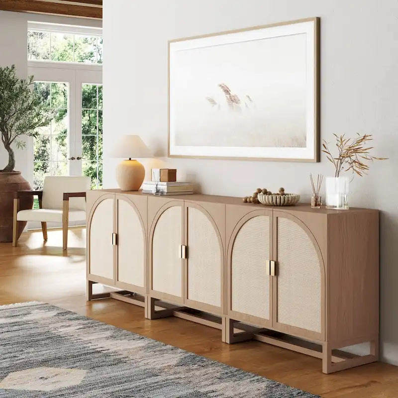 Mueble de ratán bohemio de nogal oscuro / roble negro / roble natural – Individual y juegos de 2/3/4