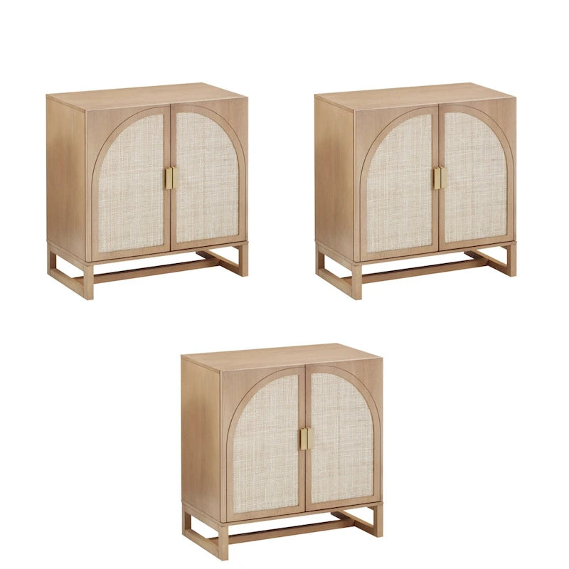 Mueble de ratán bohemio de nogal oscuro / roble negro / roble natural – Individual y juegos de 2/3/4