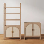 Mueble de ratán bohemio de nogal oscuro / roble negro / roble natural – Individual y juegos de 2/3/4