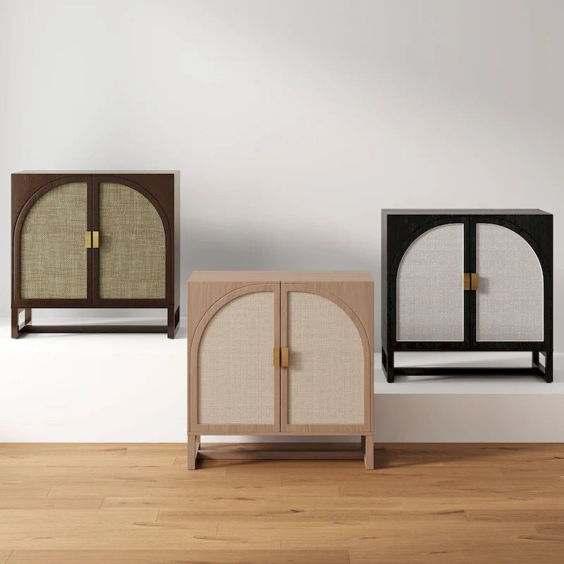 Mueble de ratán bohemio de nogal oscuro / roble negro / roble natural – Individual y juegos de 2/3/4