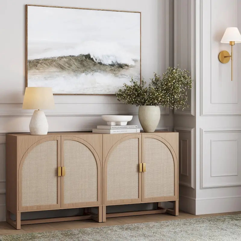 Mueble de ratán bohemio de nogal oscuro / roble negro / roble natural – Individual y juegos de 2/3/4