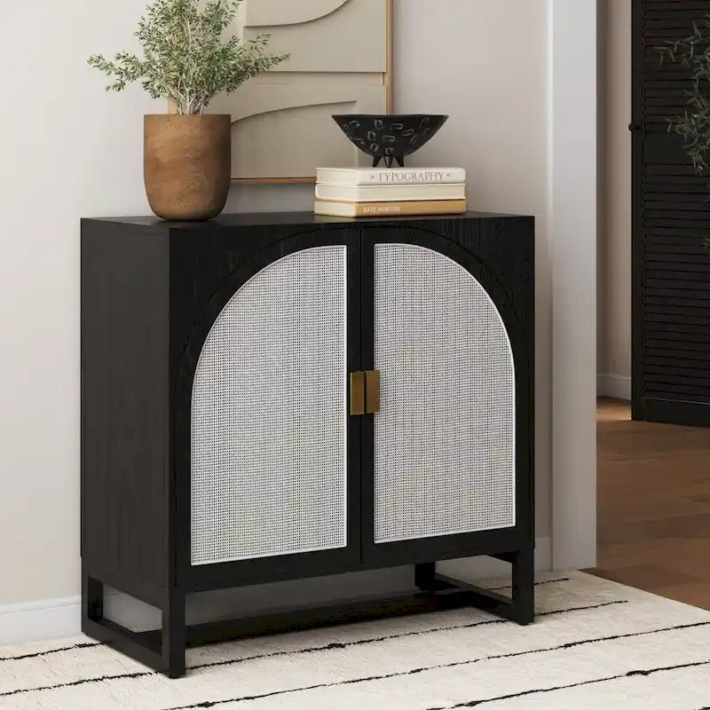 Mueble de ratán bohemio de nogal oscuro / roble negro / roble natural – Individual y juegos de 2/3/4