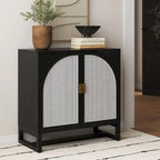 Mueble de ratán bohemio de nogal oscuro / roble negro / roble natural – Individual y juegos de 2/3/4
