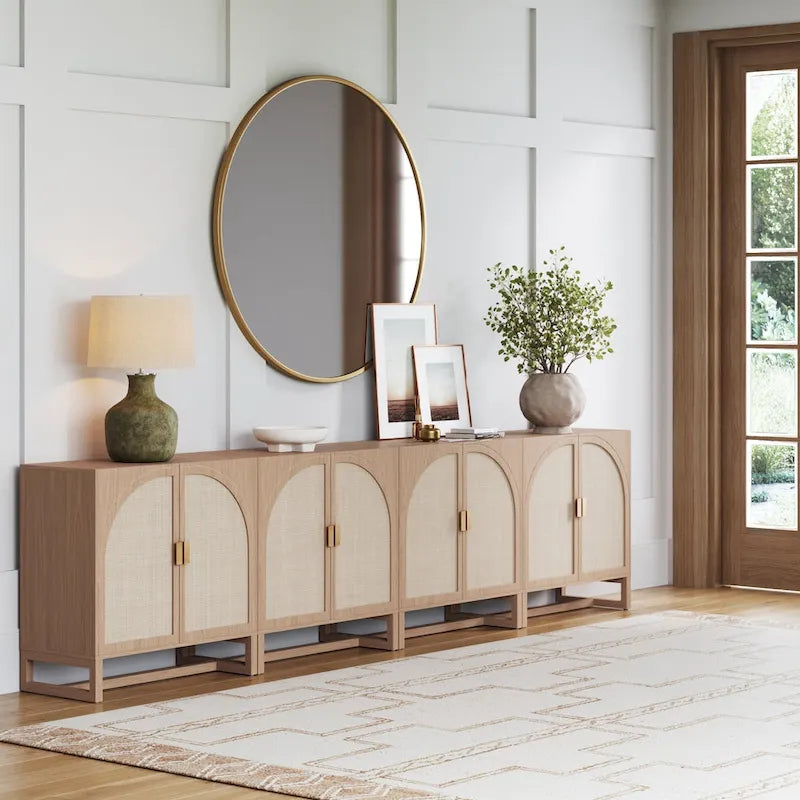 Mueble de ratán bohemio de nogal oscuro / roble negro / roble natural – Individual y juegos de 2/3/4