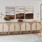 Mueble de ratán bohemio de nogal oscuro / roble negro / roble natural – Individual y juegos de 2/3/4