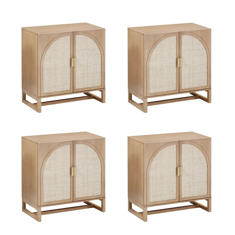 Mueble de ratán bohemio de nogal oscuro / roble negro / roble natural – Individual y juegos de 2/3/4
