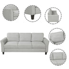 Juego de sofá de tela, gris claro / gris / negro, 2 piezas, 4 plazas