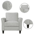 Juego de sofá de tela, gris claro / gris / negro, 2 piezas, 4 plazas