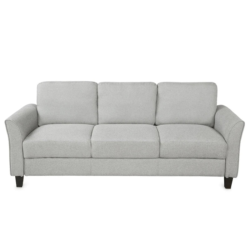 Juego de sofá de tela, gris claro / gris / negro, 2 piezas, 4 plazas